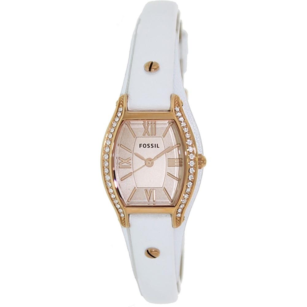 Fossil Women's ES3289 Molly Crystal White Leather Watch