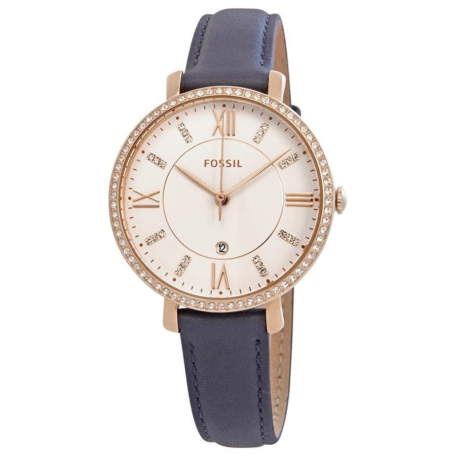 Fossil Women's ES4291 Jacqueline Crystal Blue Leather Watch