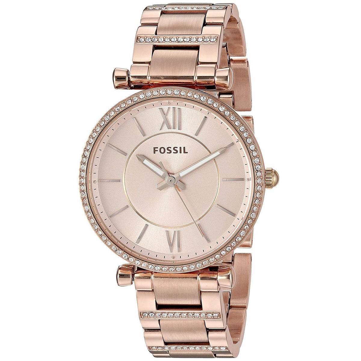 Fossil Women's ES4301 Carlie Crystal Rose-Tone Stainless Steel Watch