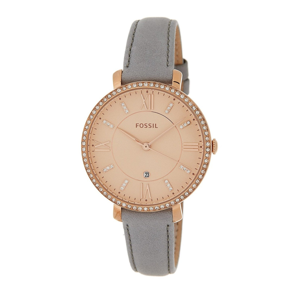 Fossil Women's ES4304 Jacqueline Crystal Grey Leather Watch