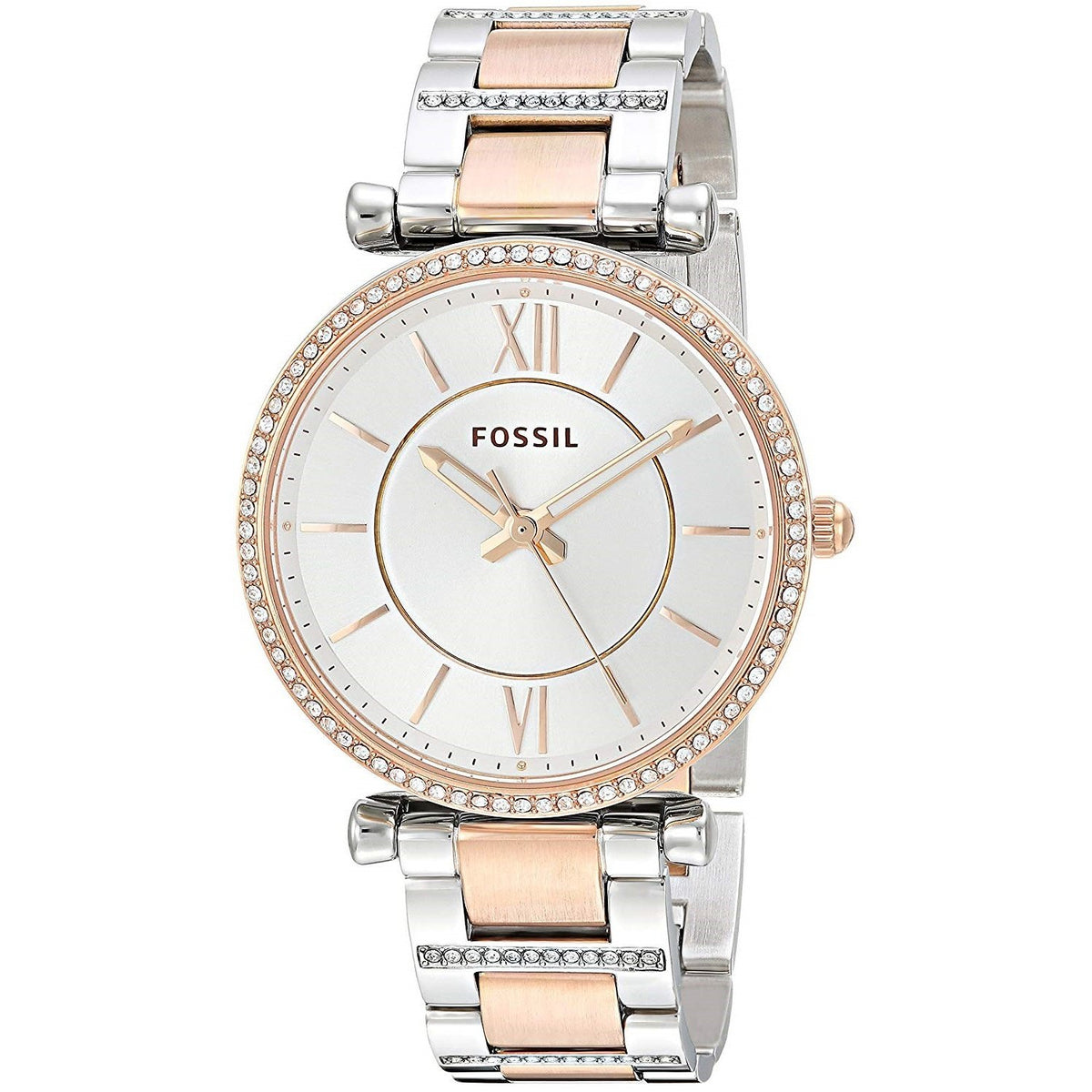 Fossil Women's ES4342 Carlie Crystal Two-Tone Stainless Steel Watch