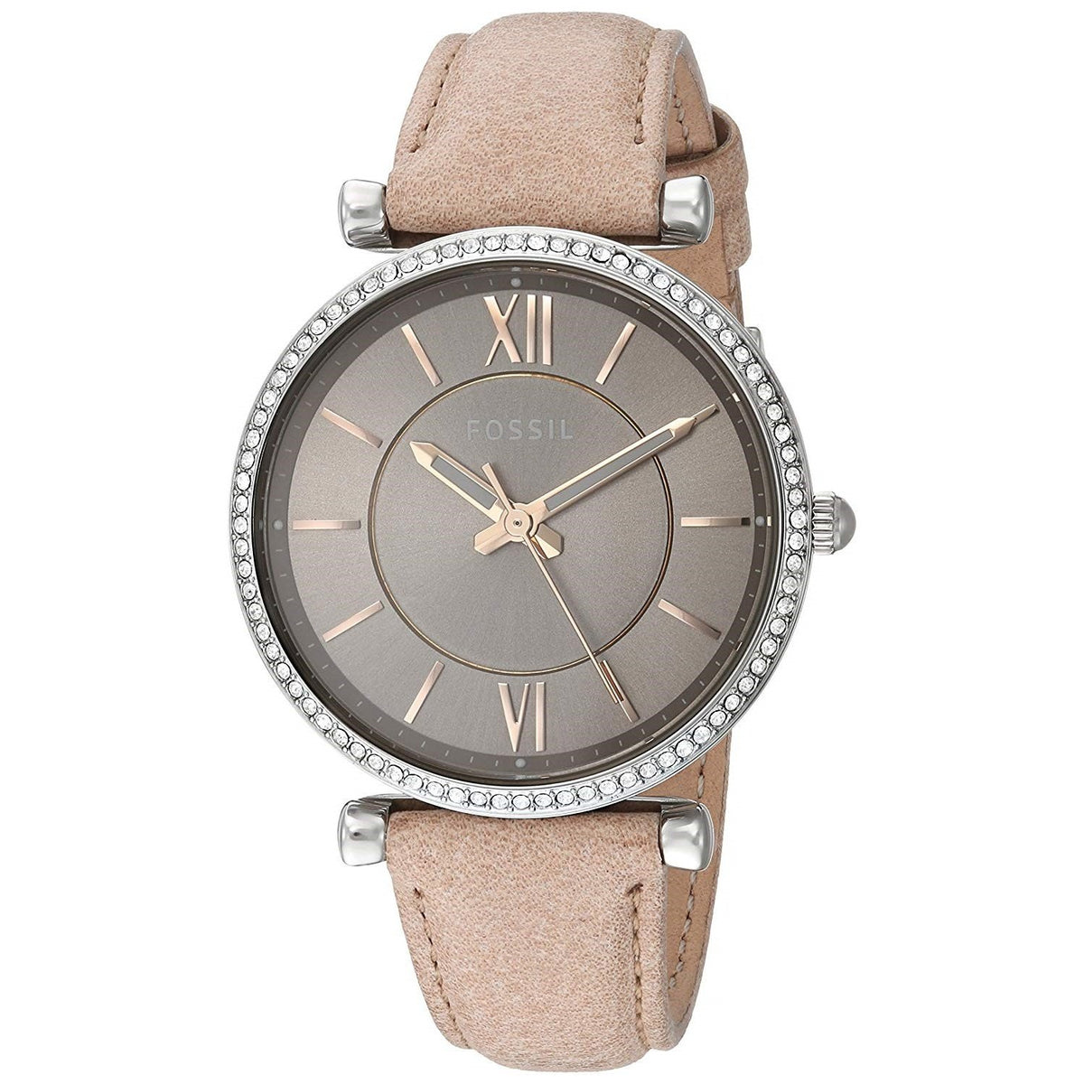 Fossil Women's ES4343 Carlie Crystal Brown Leather Watch