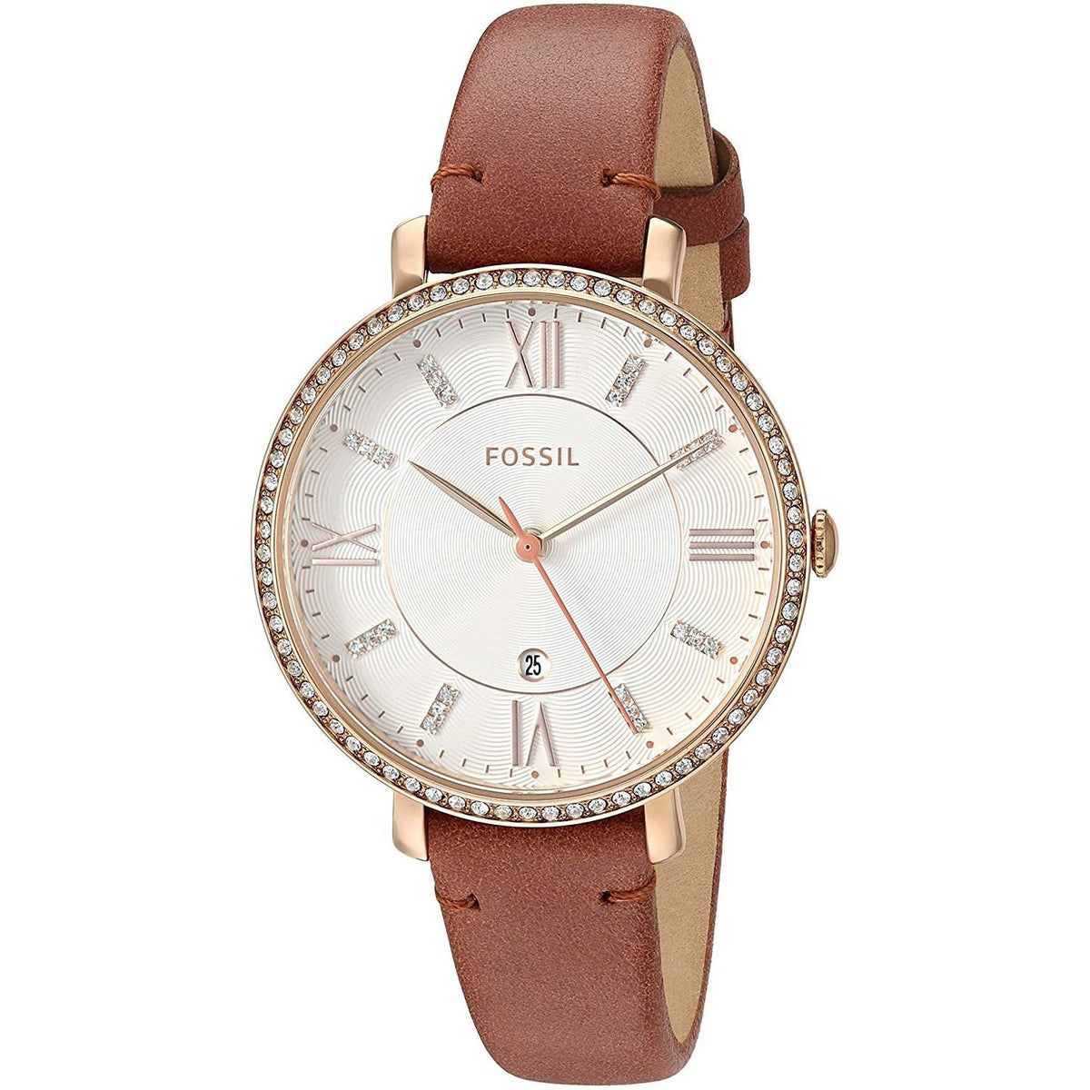 Fossil Women's ES4413 Jacqueline Crystal Brown Leather Watch