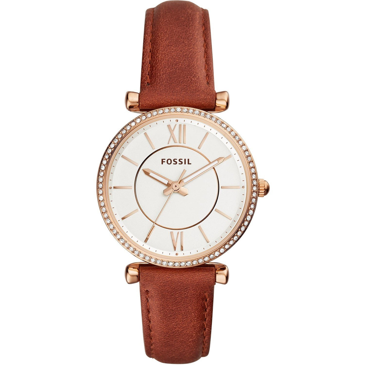 Fossil Women's ES4428 Carlie Crystal Brown Leather Watch