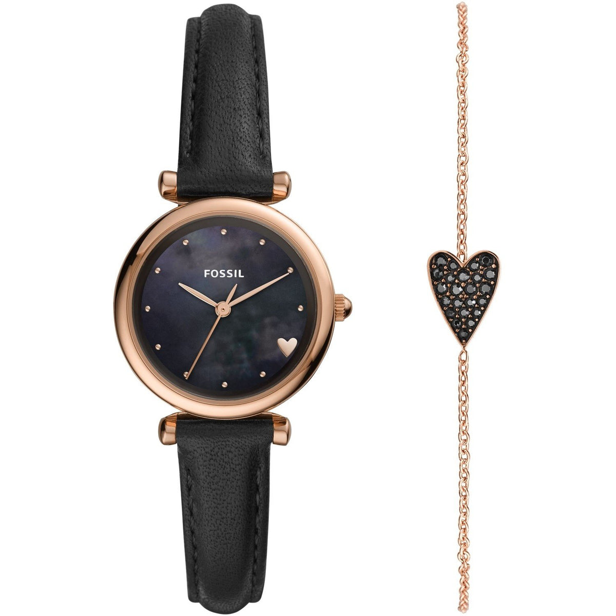 Fossil Women's ES4506SET Carlie Black Leather Watch