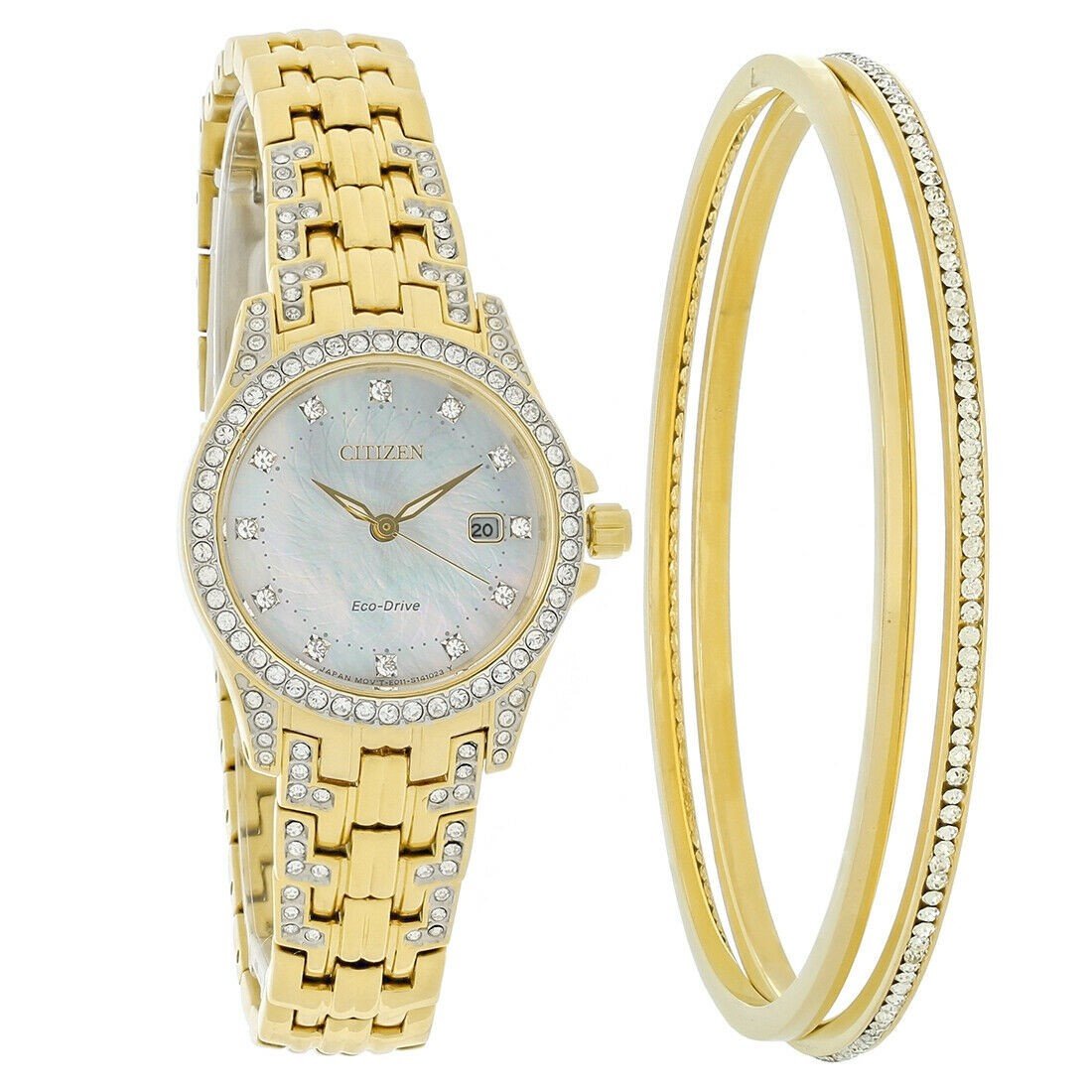 Citizen Women&#39;s EW1222-64D Silhouette Gold-Tone Stainless Steel with Sets of Crystal Watch