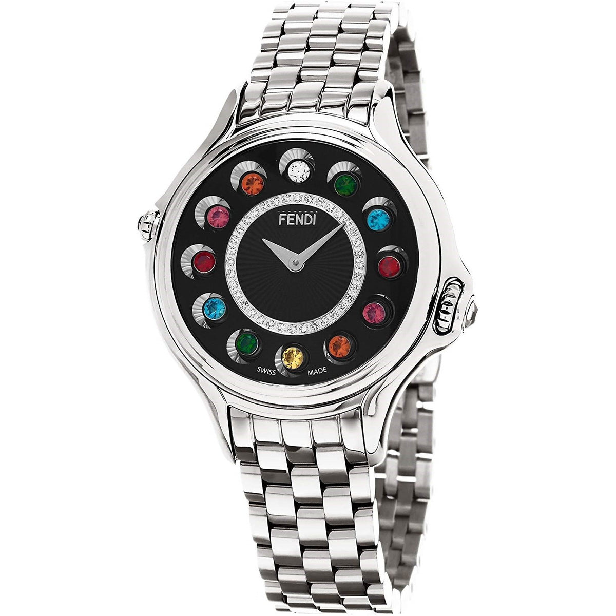 Fendi Women&#39;s F107031000D2T05 Crazy Carats Ring of 36 Diamonds Stainless Steel Watch