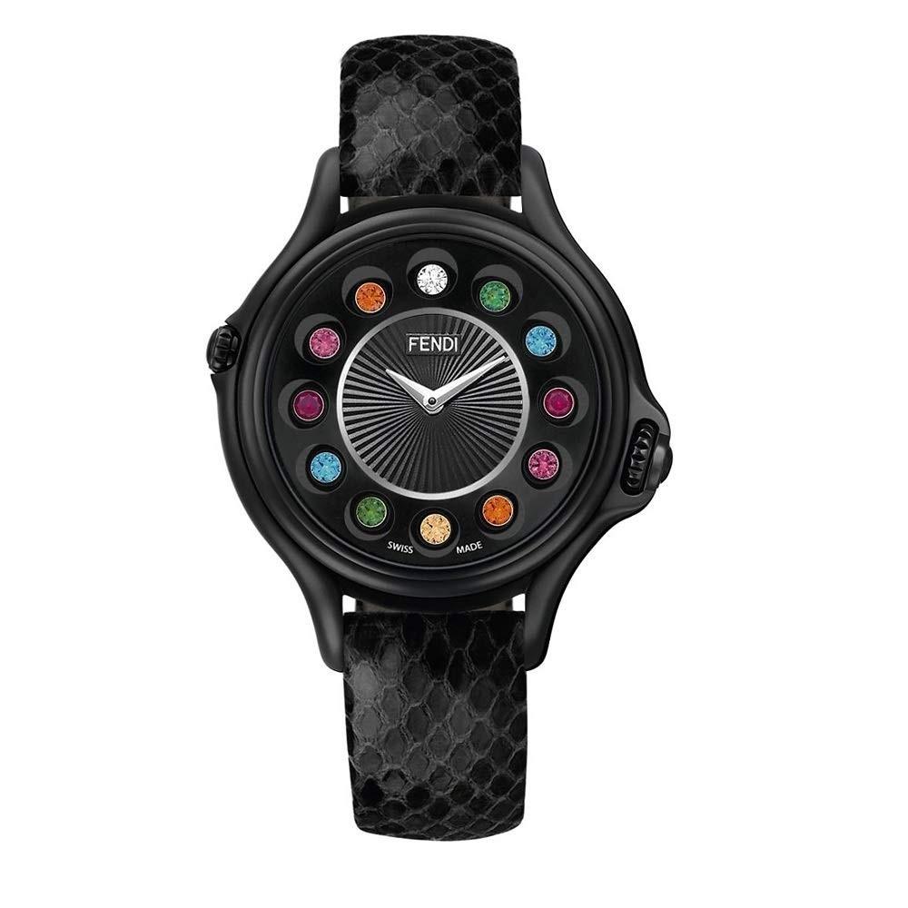 Fendi Women's F110031011T05 Crazy Carats Black Leather Watch