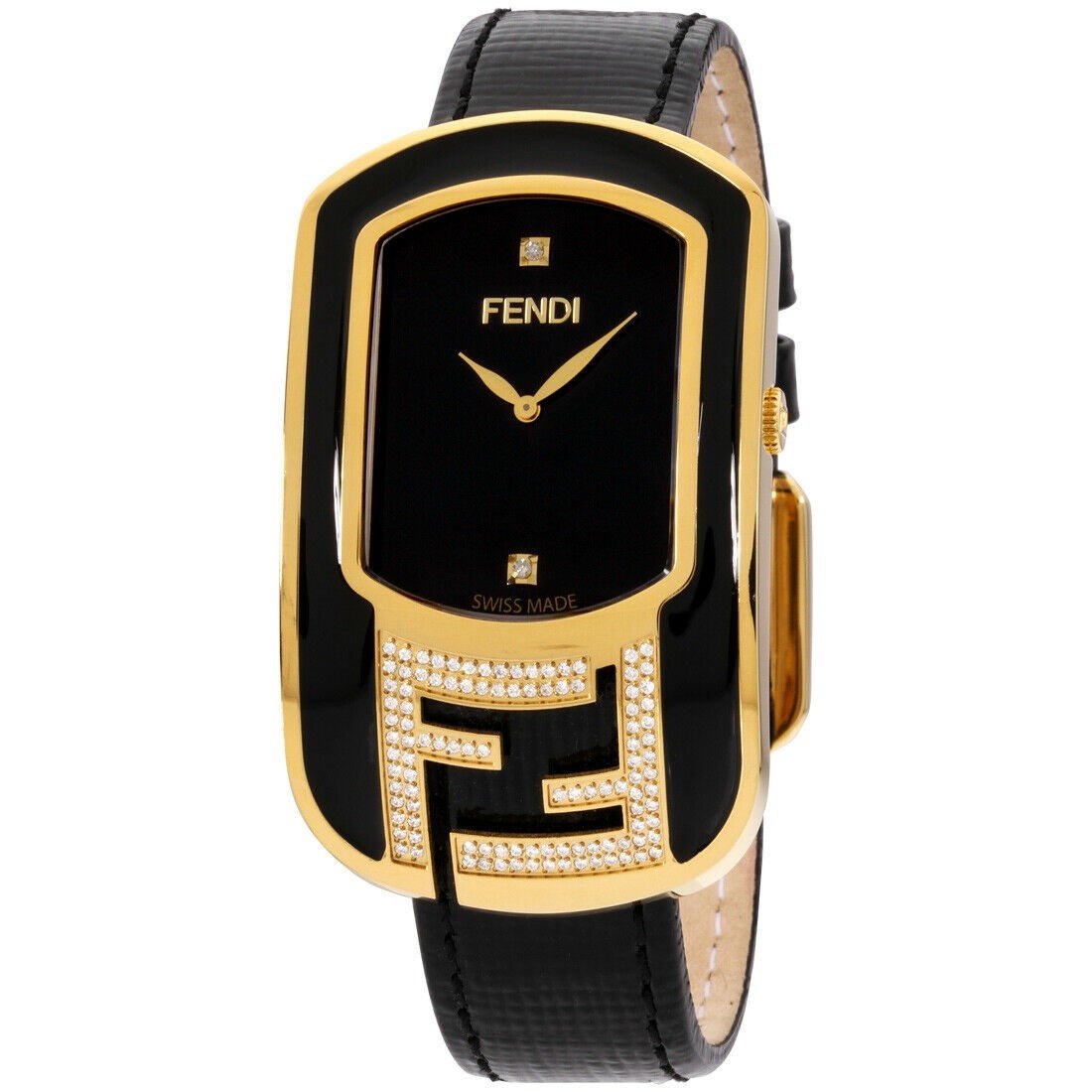 Fendi Women's F311431011C1 Chameleon Enamel Black Leather Watch