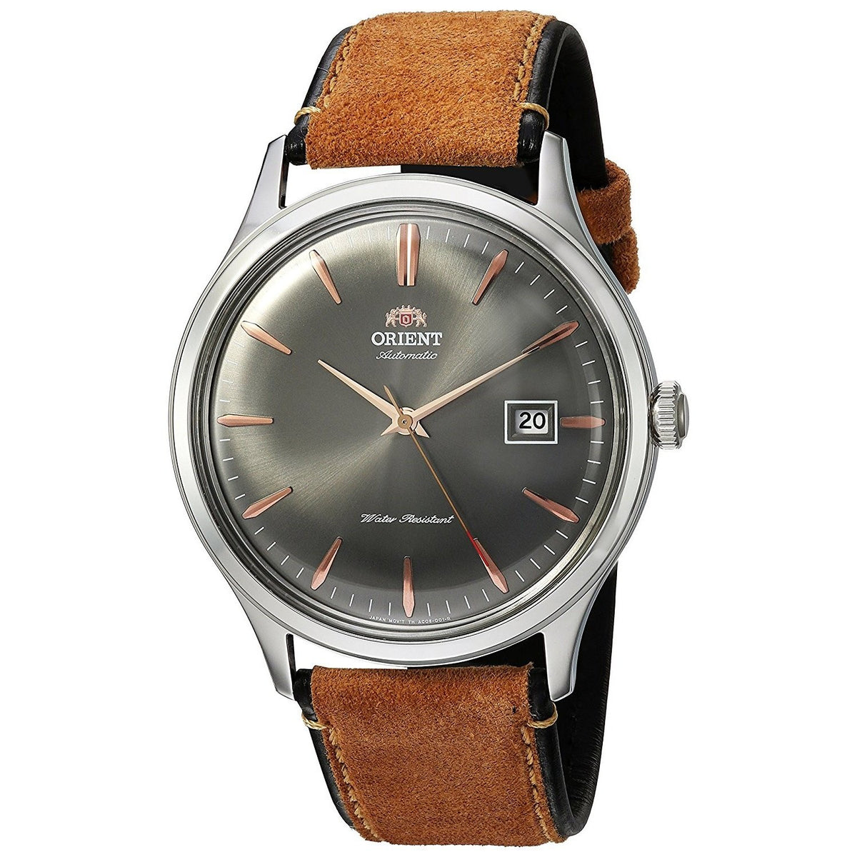 Orient Men&#39;s FAC08003A0 Bambino Version 4 Automatic Brown Suede Watch
