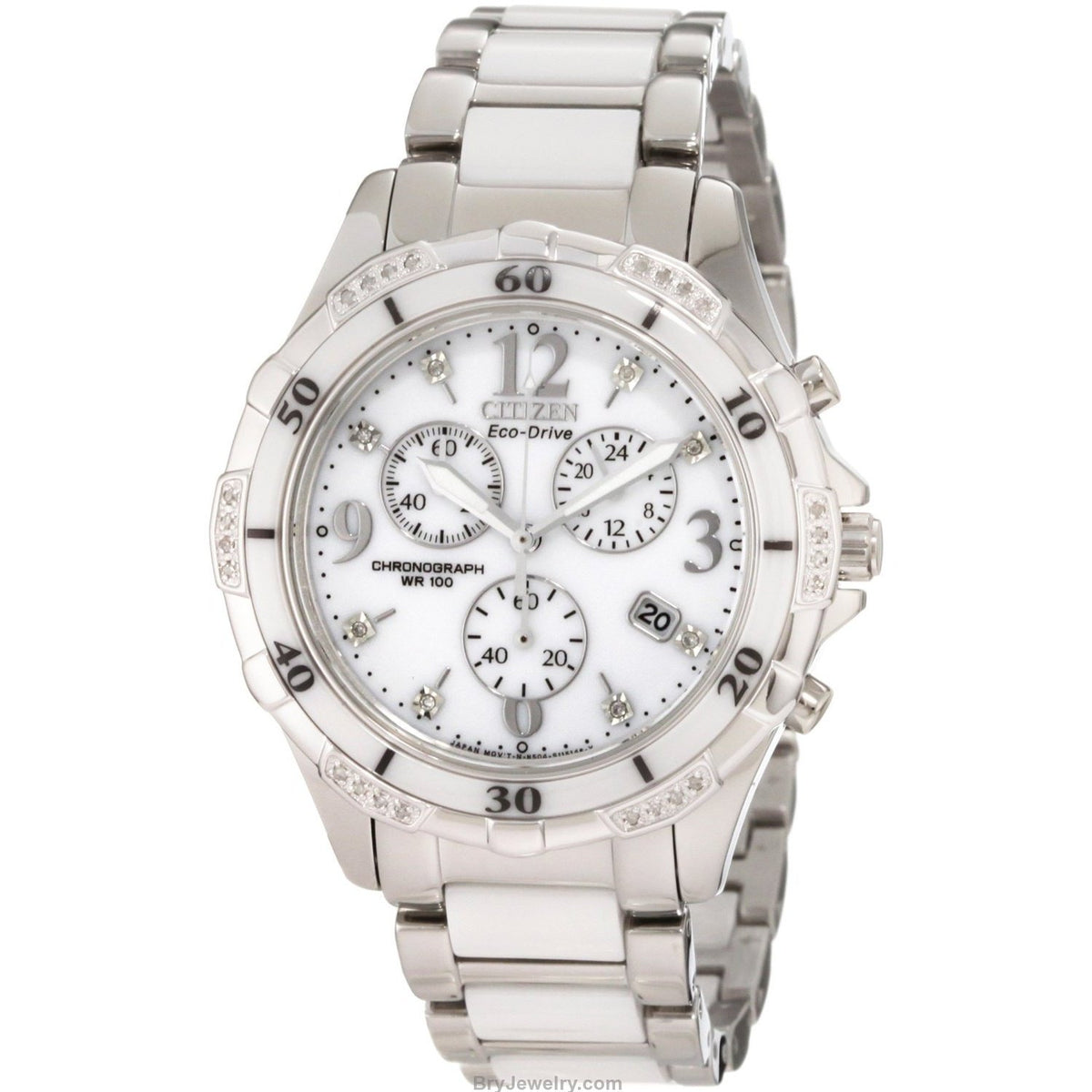 Citizen Women&#39;s FB1230-50A Eco-Drive Chronograph Two-Tone Stainless and Ceramic Watch