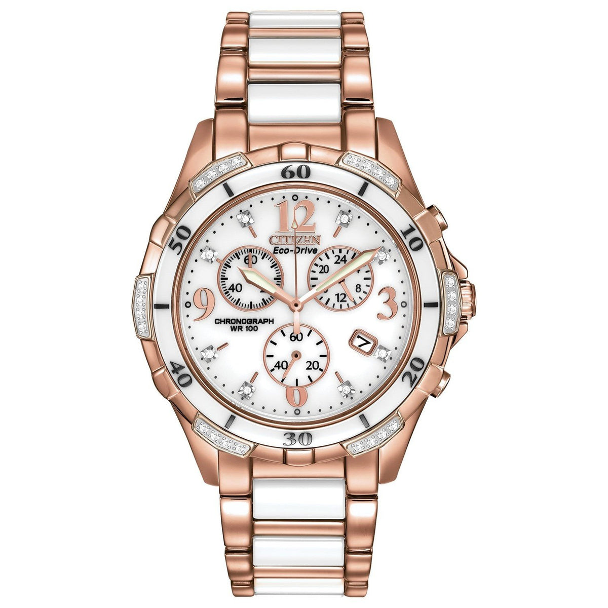 Citizen Women's FB1233-51A Eco-Drive Chronograph Two-Tone Stainless Steel and Ceramic Watch
