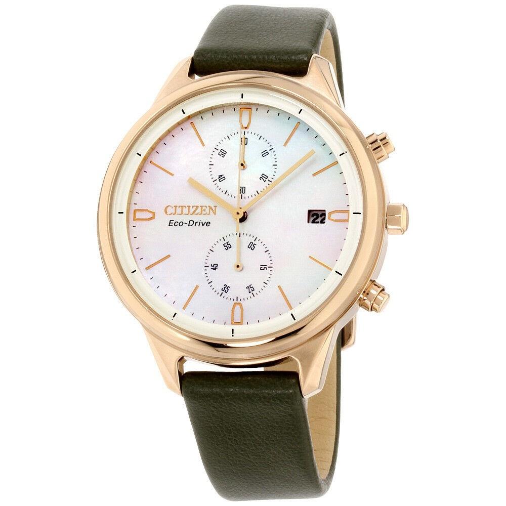 Citizen Women's FB2008-01D Chandler Chronograph Olive Leather Watch