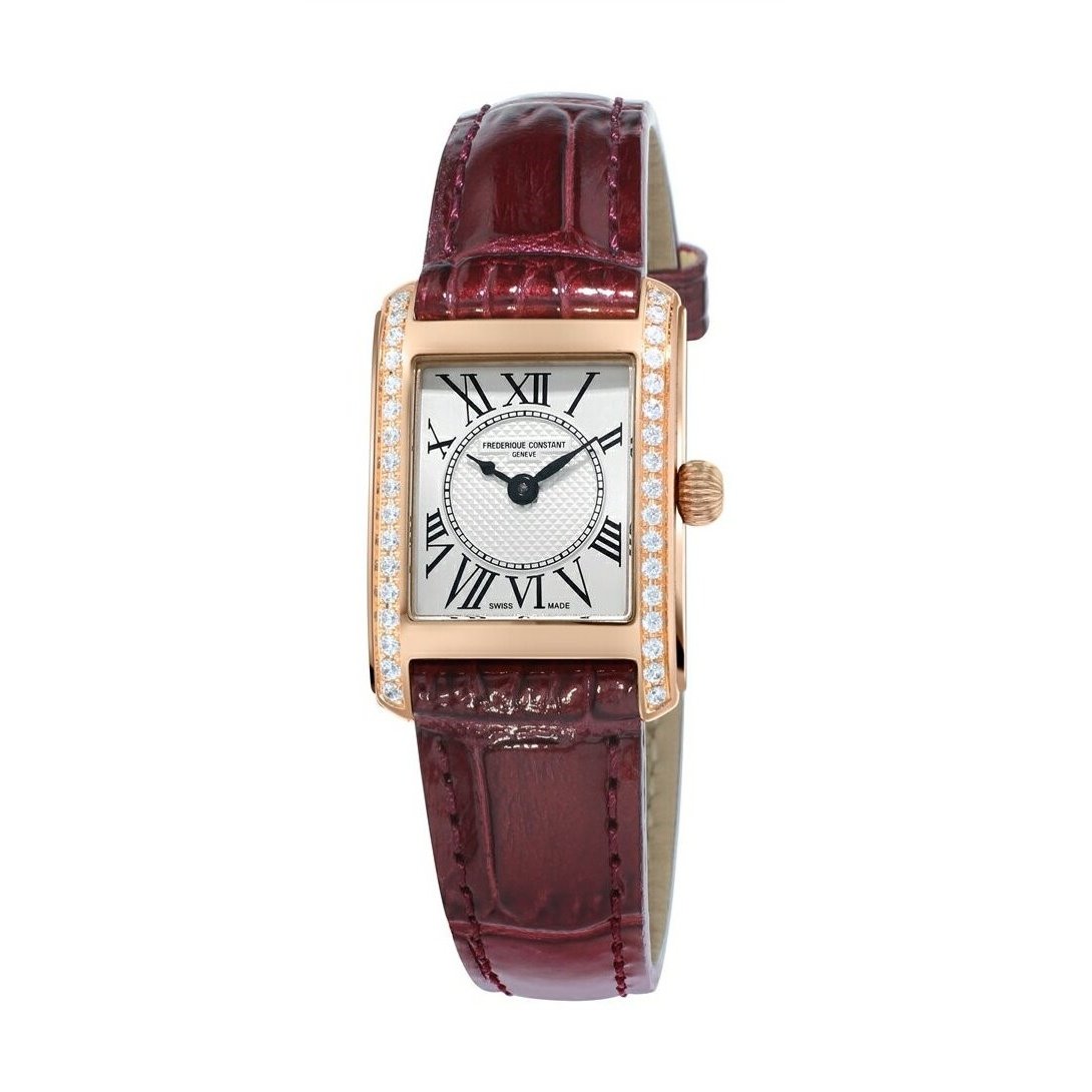 Frederique Constant Women's FC-200MCD14 Carree Burgundy Leather Watch