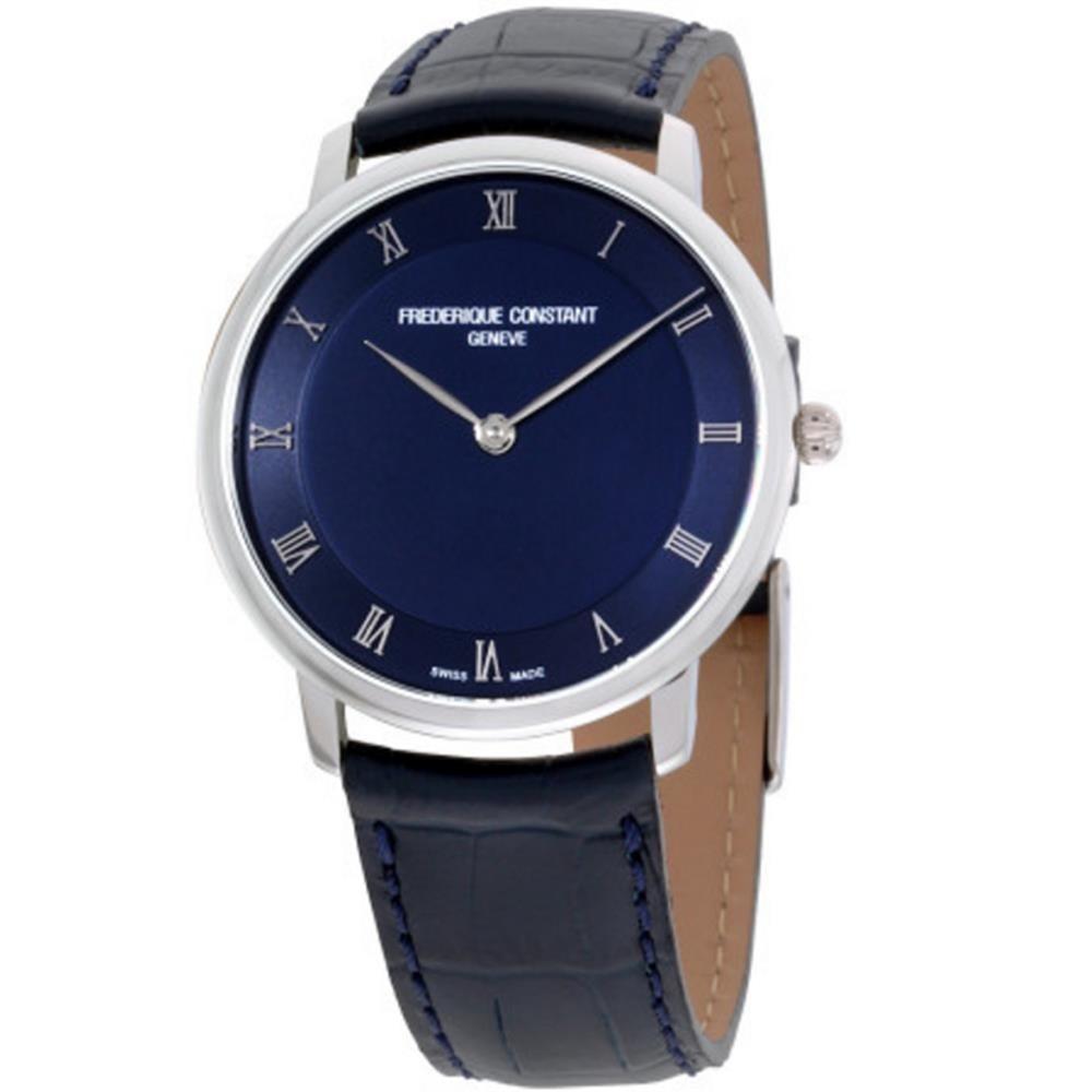 Frederique Constant Men&#39;s FC-200RN5S36 Slimline Blue Leather Watch