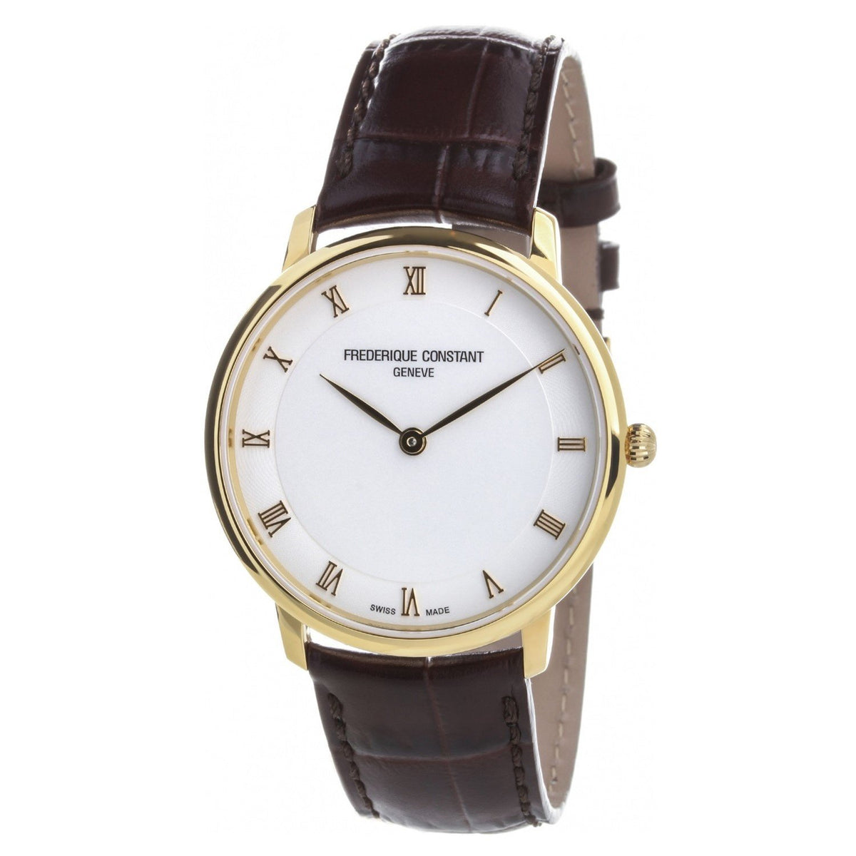 Frederique Constant Men&#39;s FC-200RS5S35 Slimline Brown Leather Watch