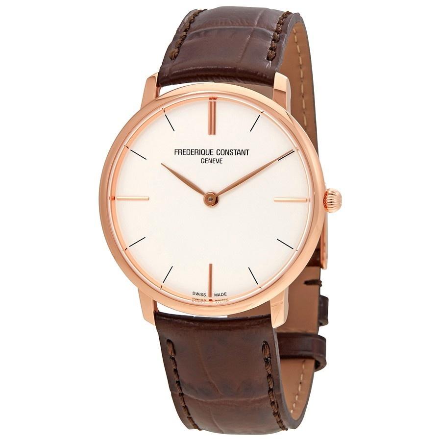 Frederique Constant Men&#39;s FC-200V5S34 Slimline Brown Leather Watch