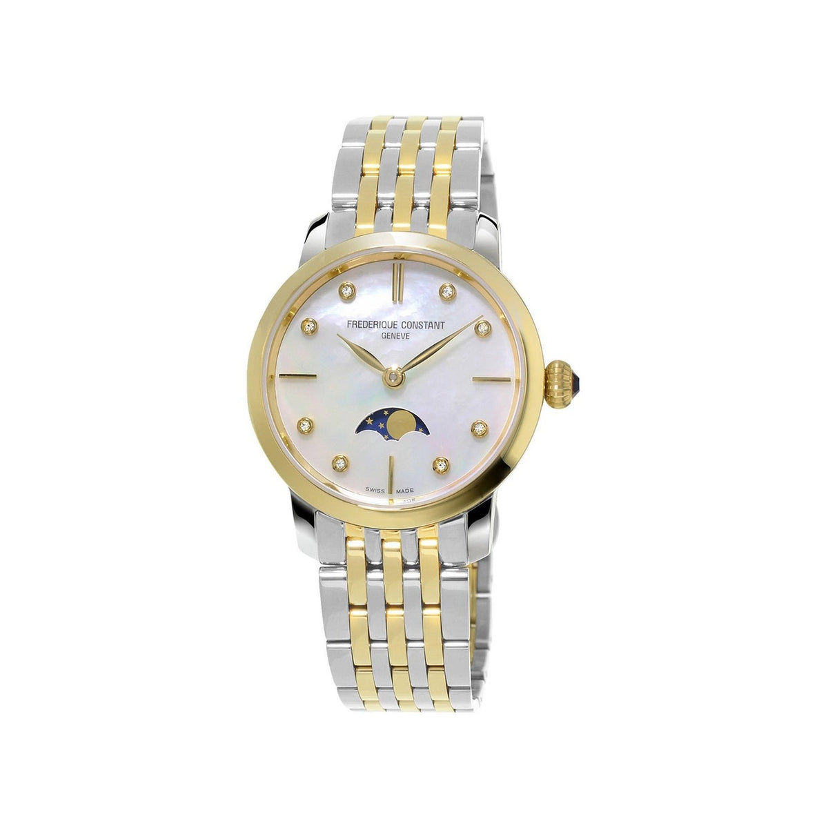 Frederique Constant Women&#39;s FC-206MPWD1S3B Slimline Two-Tone Stainless Steel Watch