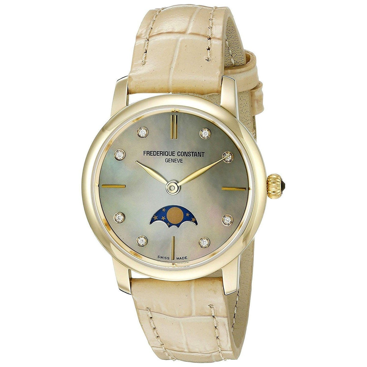 Frederique Constant Women's FC-206MPWD1S5 Slimline Beige Leather Watch