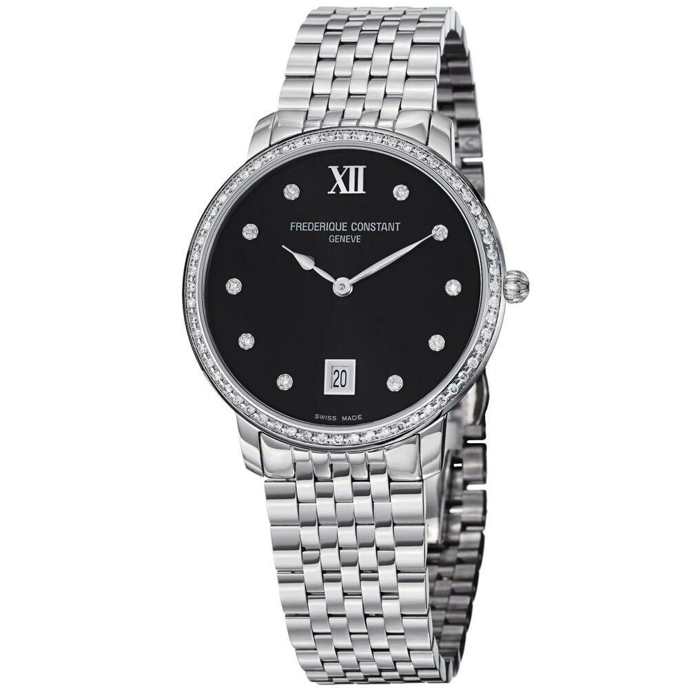 Frederique Constant Women&#39;s FC-220B4SD36B Slimline Diamond Stainless Steel Watch