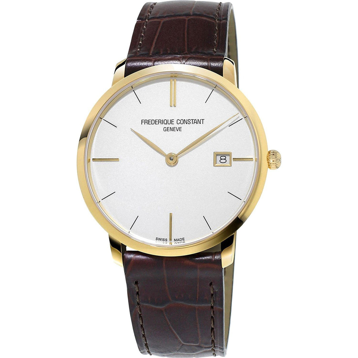 Frederique Constant Men&#39;s FC-220V5S5 Slimline Brown Leather Watch