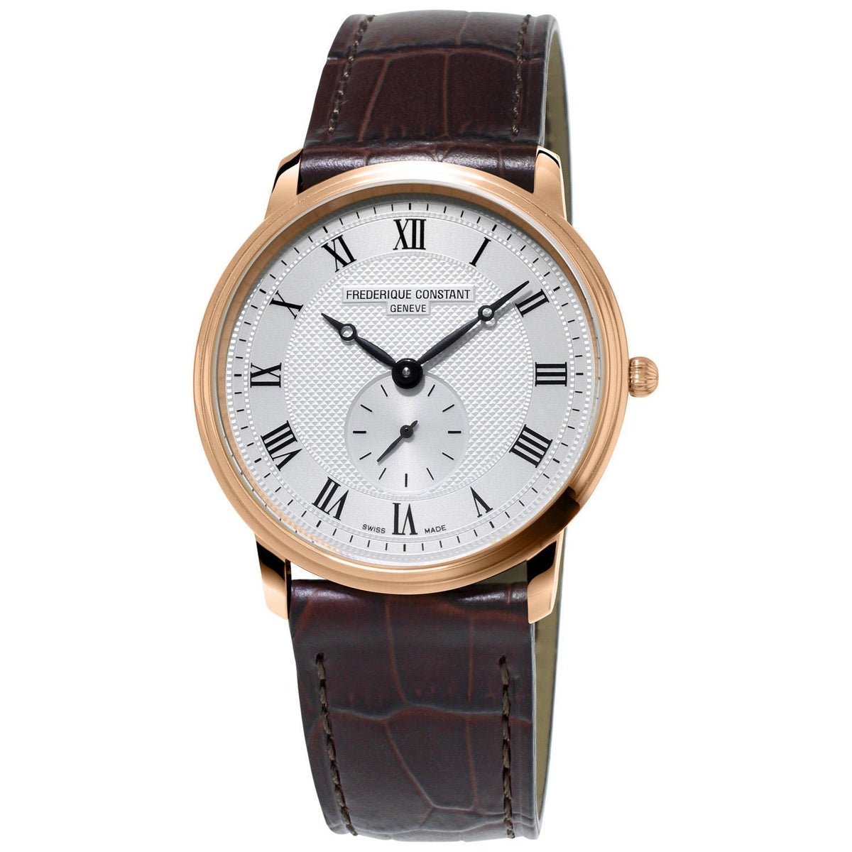 Frederique Constant Men&#39;s FC-235M4S4 Slimline Brown Leather Watch