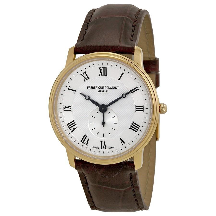 Frederique Constant Men&#39;s FC-235M4S5GROSET2 Slimline Brown Leather Watch