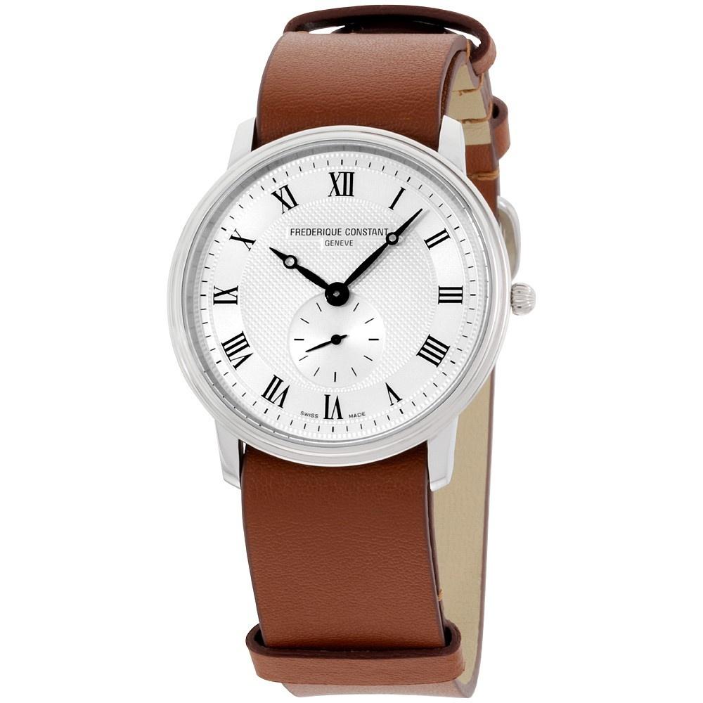 Frederique Constant Men&#39;s FC-235M4S6BROWN Slimline Brown Leather Watch