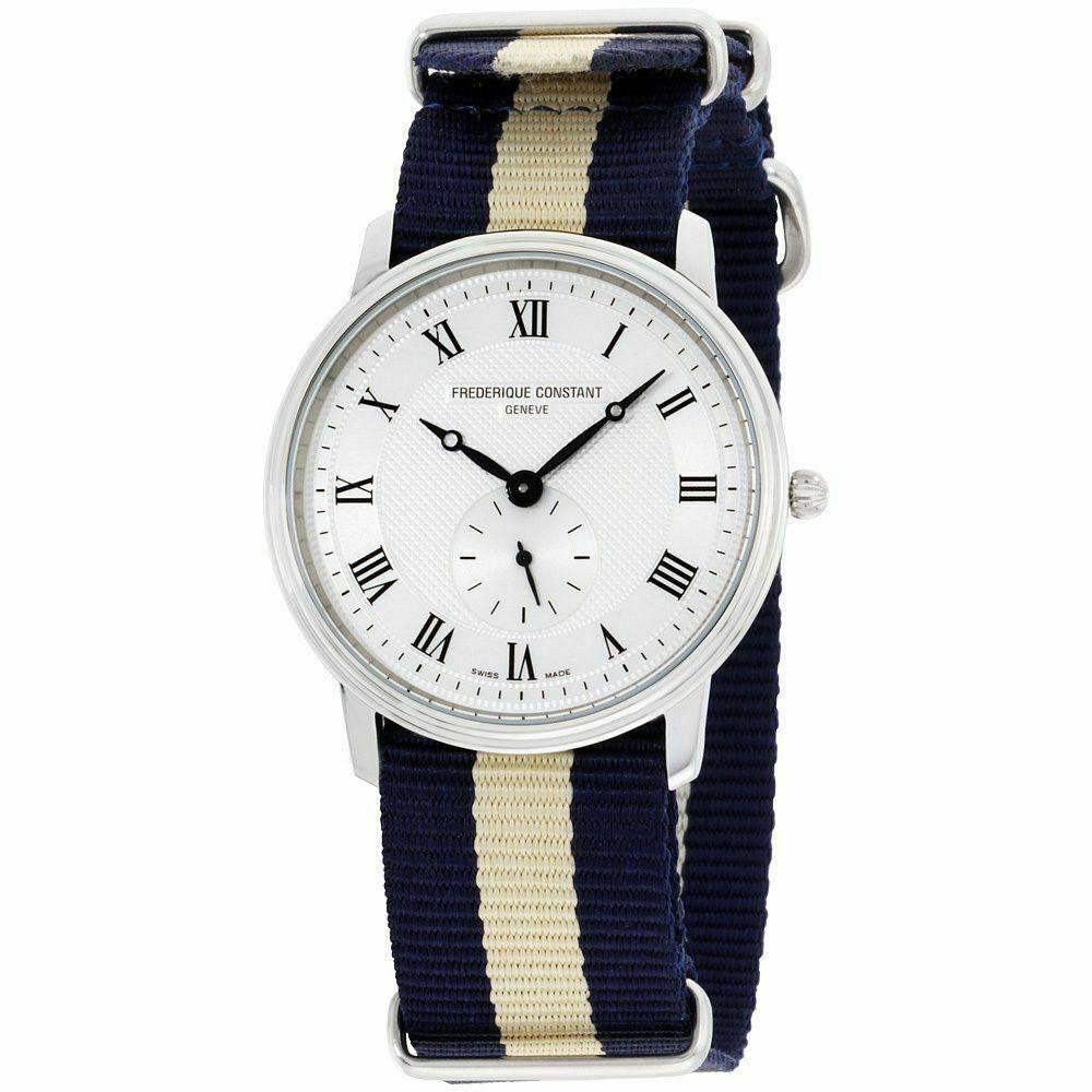 Frederique Constant Men&#39;s FC-235M4S6NVYBGE Slimline Two-Tone Canvas Watch