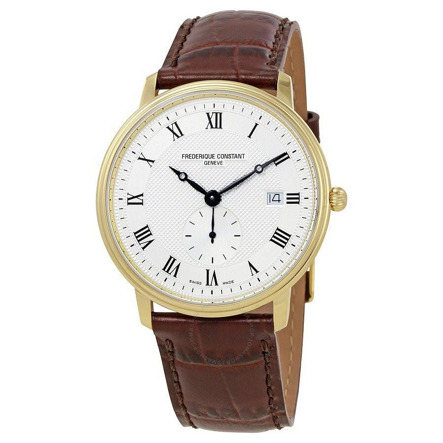 Frederique Constant Men&#39;s FC-245M5S5 Slimline Brown Leather Watch