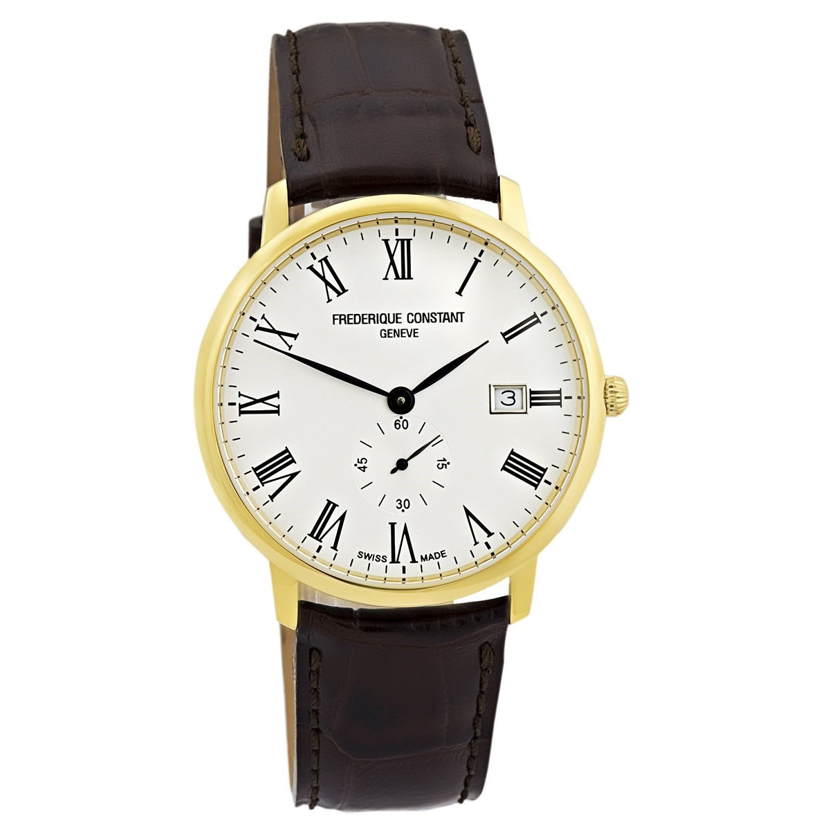 Frederique Constant Men&#39;s FC-245WR5S5 Slimline Brown Leather Watch
