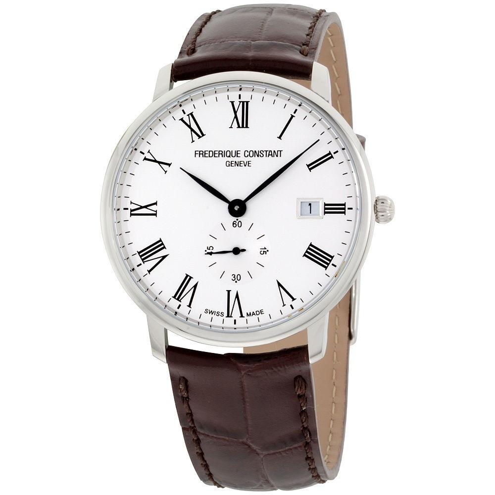 Frederique Constant Men's FC-245WR5S6DBR Slimline Brown Leather Watch