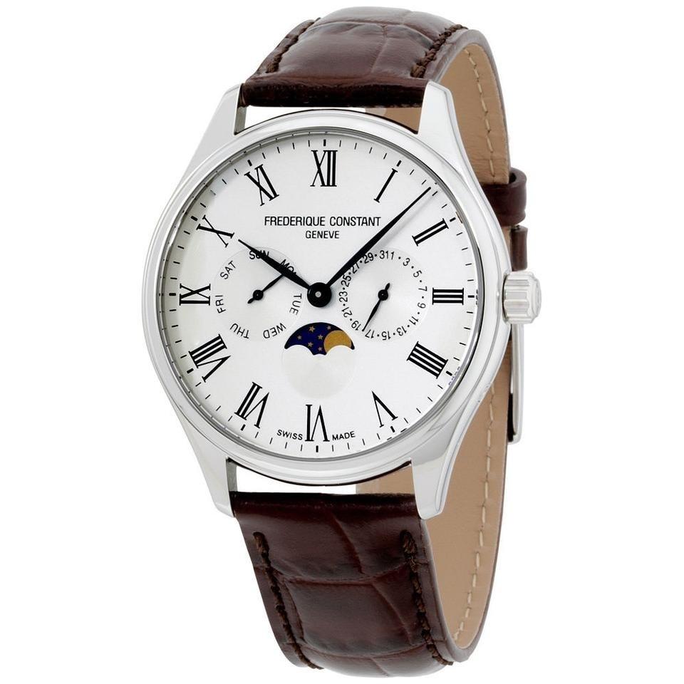 Frederique Constant Men's FC-260WR5B6DBR Classics Moonphase display at 6 o'clock position Brown Leather Watch