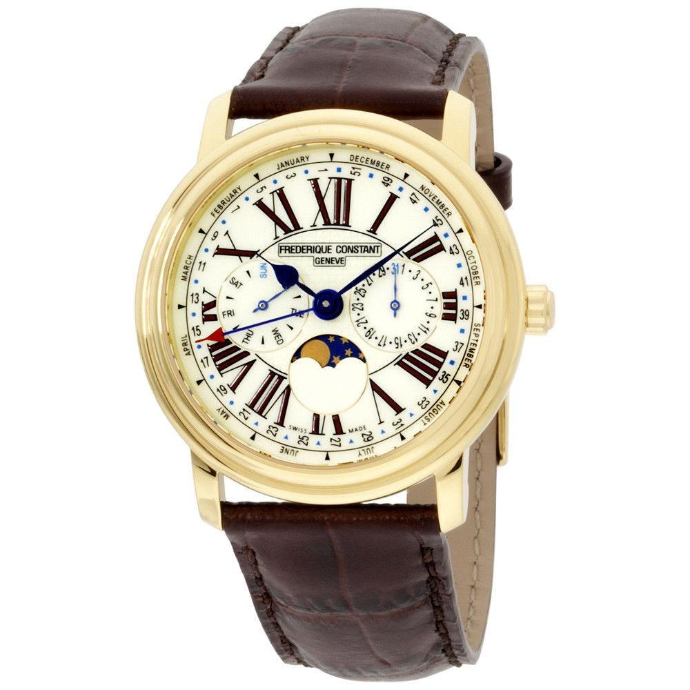 Frederique Constant Men's FC-270EM4P5 Business Timer Brown Leather Watch