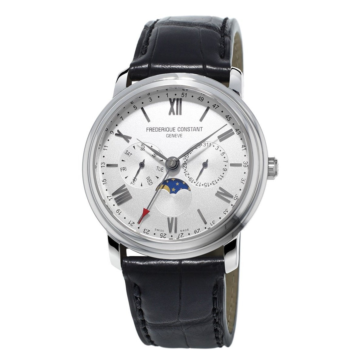 Frederique Constant Men&#39;s FC-270SW4P6 Classics Business Timer Black Leather Watch