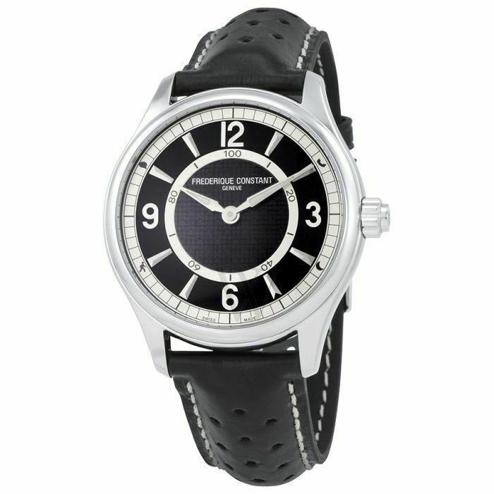 Frederique Constant Men's FC-282AB5B6 Horological Smartwatch Black Leather Watch