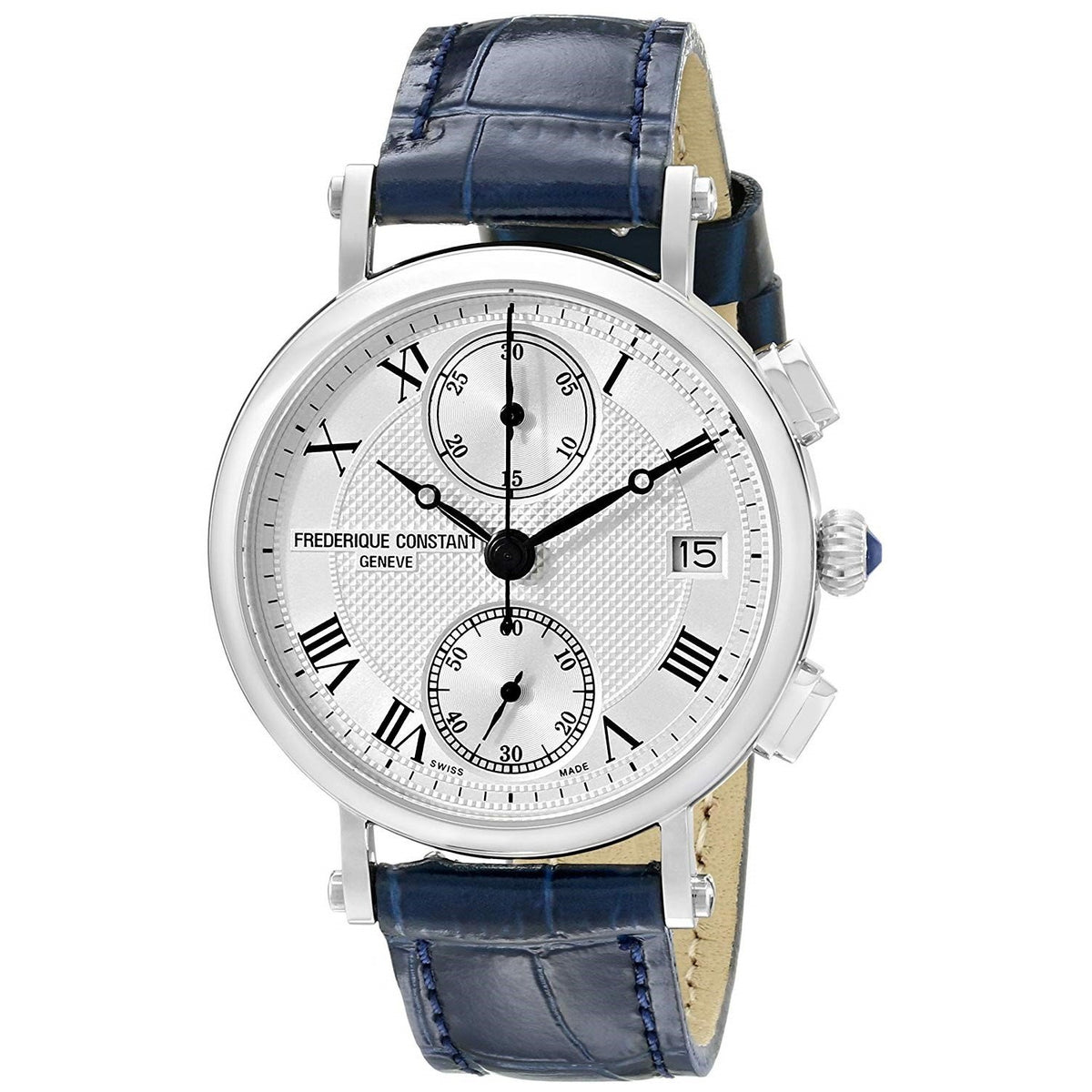 Frederique Constant Women's FC-291MC2R6 Classic Chronograph Blue Leather Watch