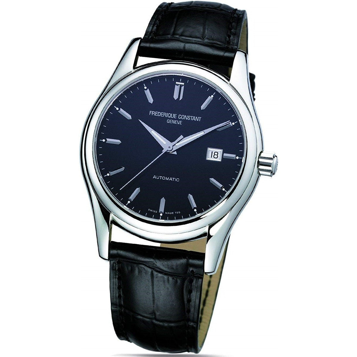 Frederique Constant Men&#39;s FC-303B6B6 Carre Black Leather Watch