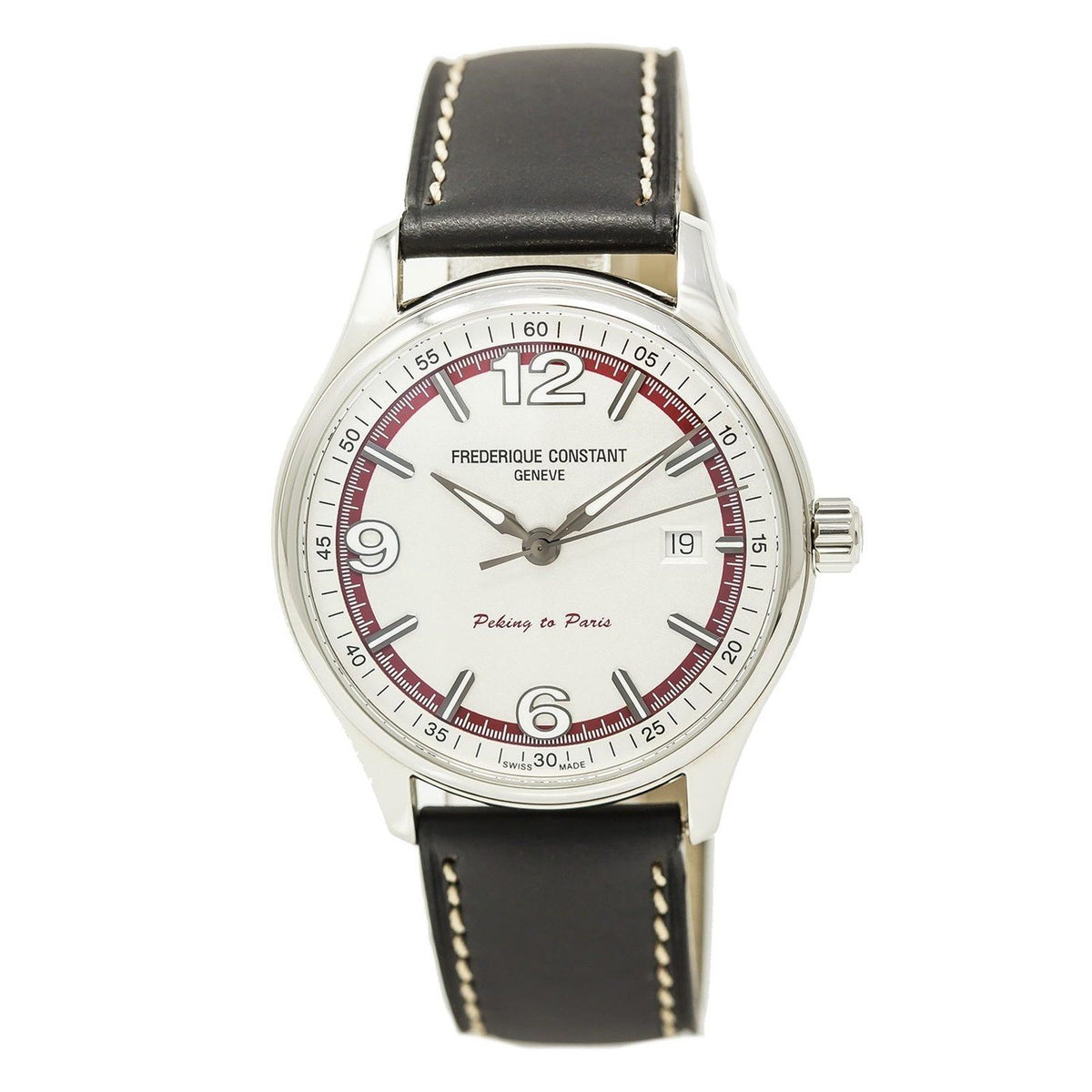 Frederique Constant Men's FC-303WBRP5B6 Peking to Paris Black Leather Watch