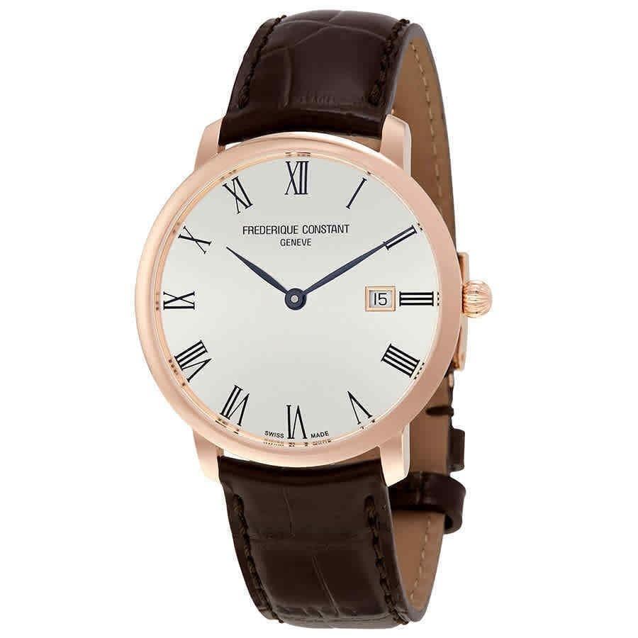 Frederique Constant Men&#39;s FC-306MR4S4 Slimline Brown Leather Watch
