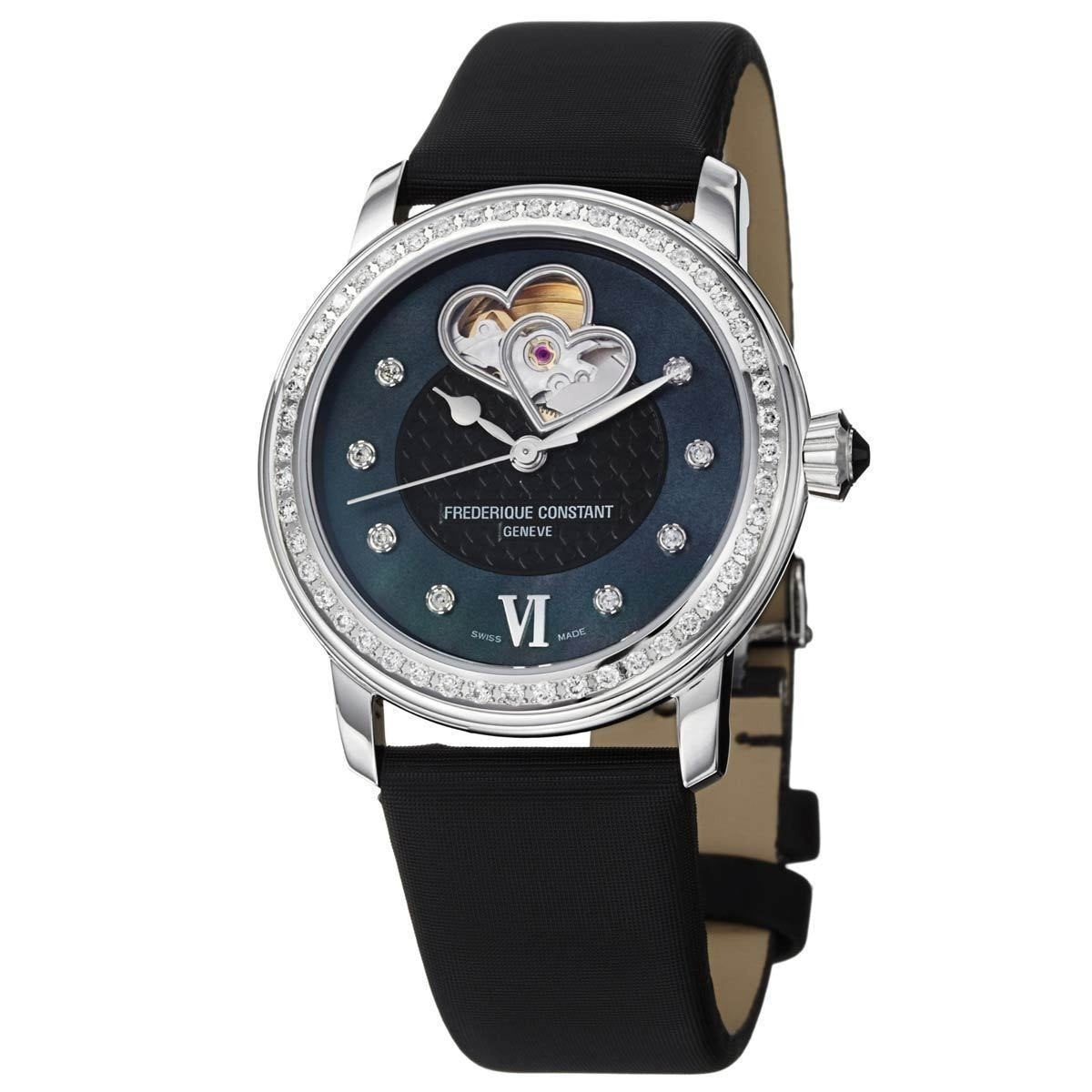 Frederique Constant Women's FC-310BDHB2PD6 Heartbeat Diamond Black Satin Watch