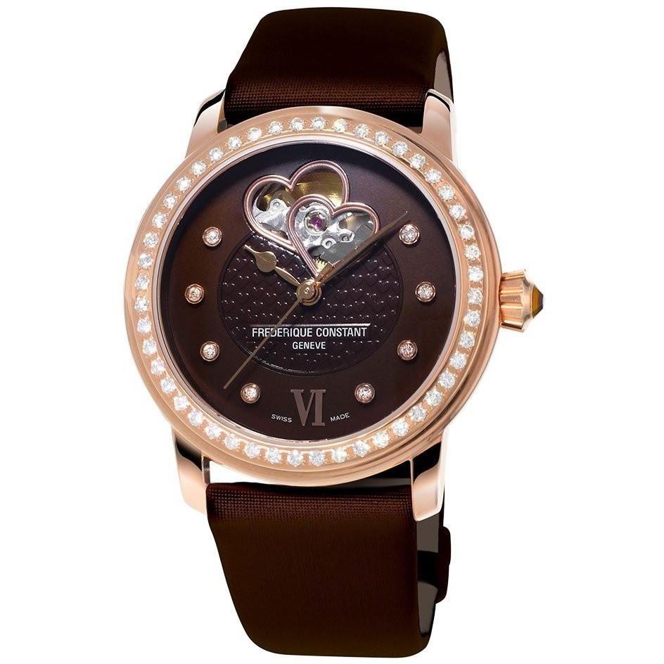 Frederique Constant Women's FC-310CDHB2PD4 Double Heart Beat Brown Satin Watch