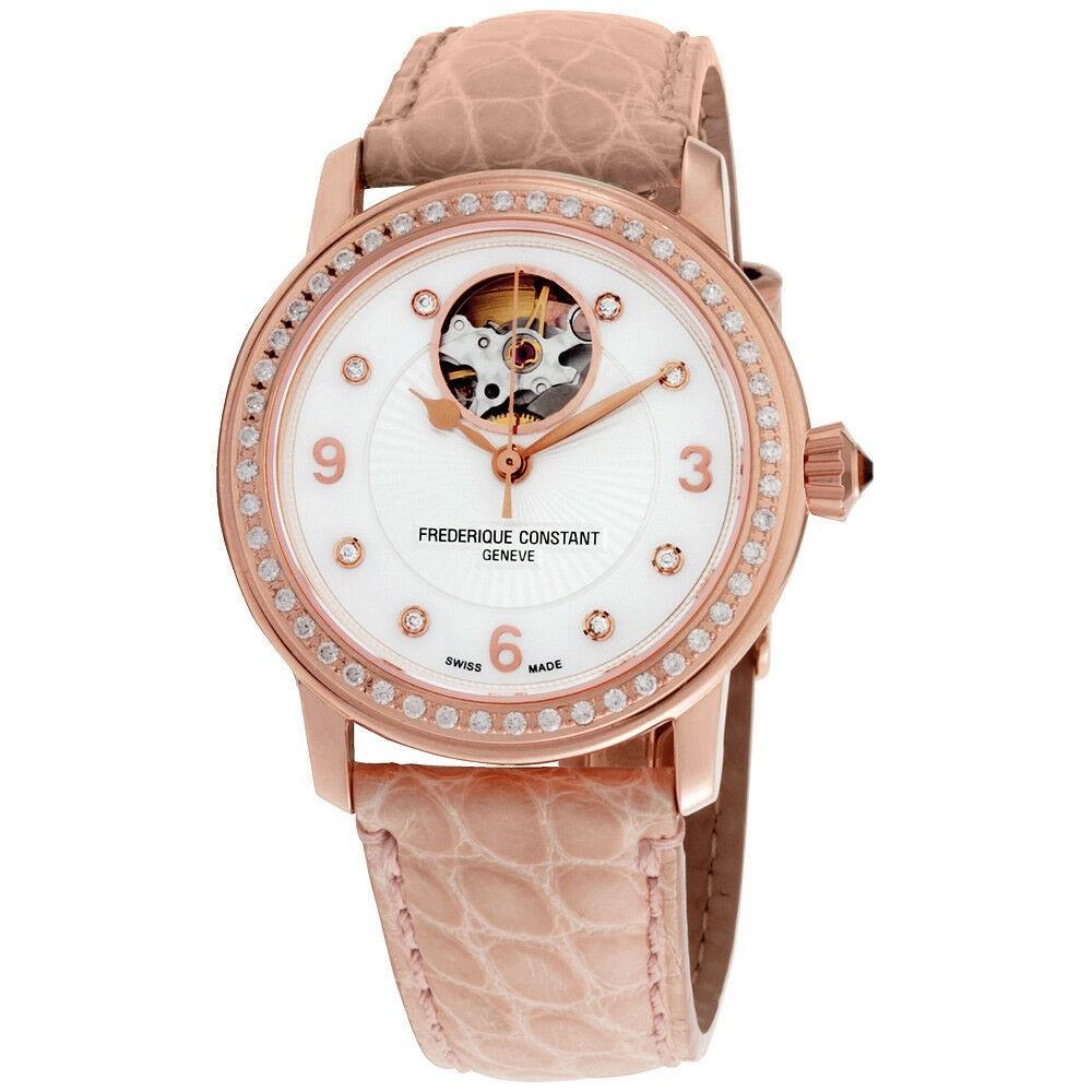 Frederique Constant Women&#39;s FC-310HBAD2PD4 Heart Beat Brown Leather Watch