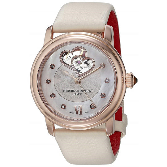 Frederique Constant Women's FC-310WHF2PD4 Heartbeat Diamond White Satin Watch