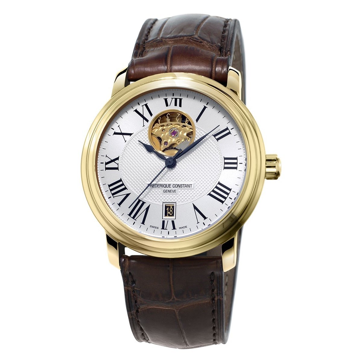 Frederique Constant Men&#39;s FC-315M4P5 Persuasion Heart Beat Heart Beat display at 12 o&#39;clock position Brown Leather Watch