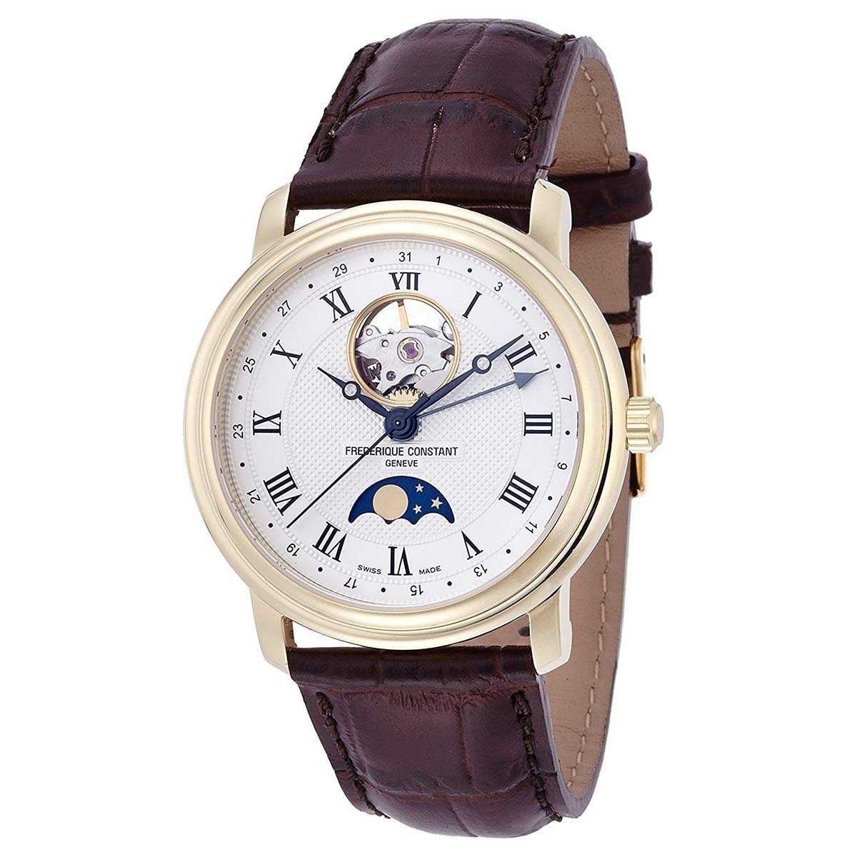 Frederique Constant Men&#39;s FC-335MC4P5 Classics Moonphase Automatic Brown Leather Watch