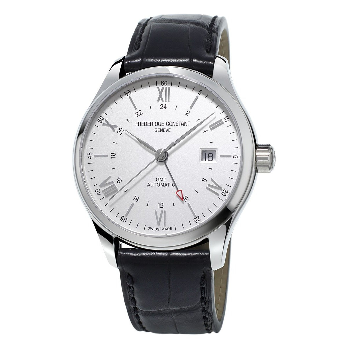 Frederique Constant Men's FC-350S5B6 Classics GMT Automatic Black Leather Watch