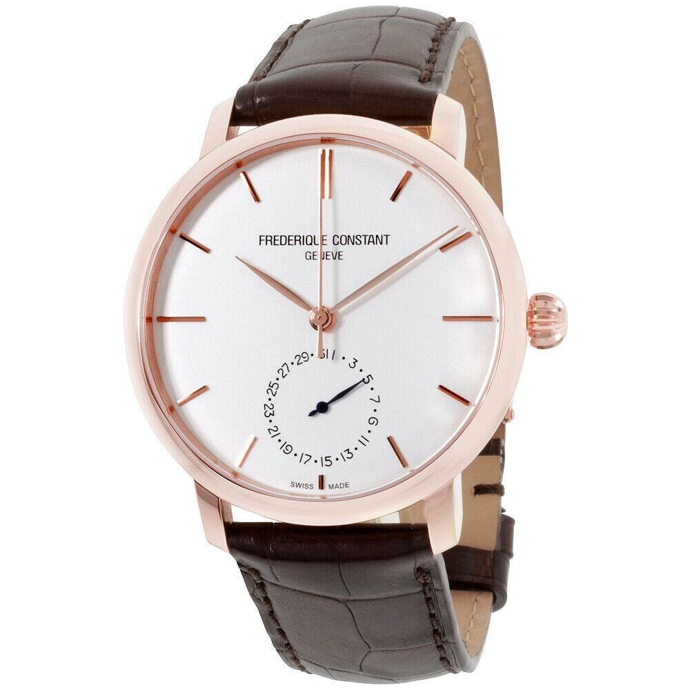 Frederique Constant Men&#39;s FC-710V4S4 Manufacture Slimline Brown Leather Watch