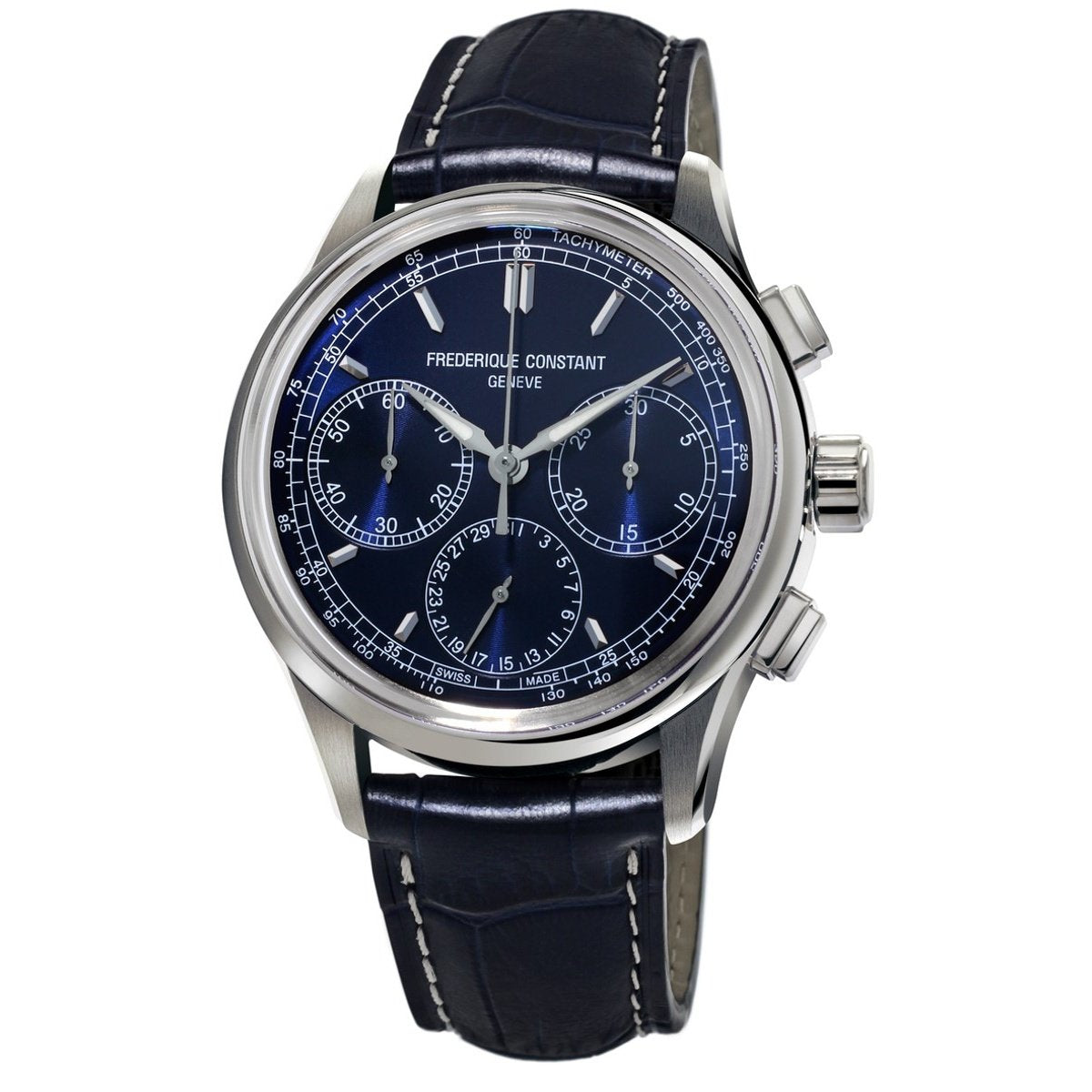Frederique Constant Men&#39;s FC-760N4H6 Flyback Chronograph Manufacture Chronograph Blue Leather Watch