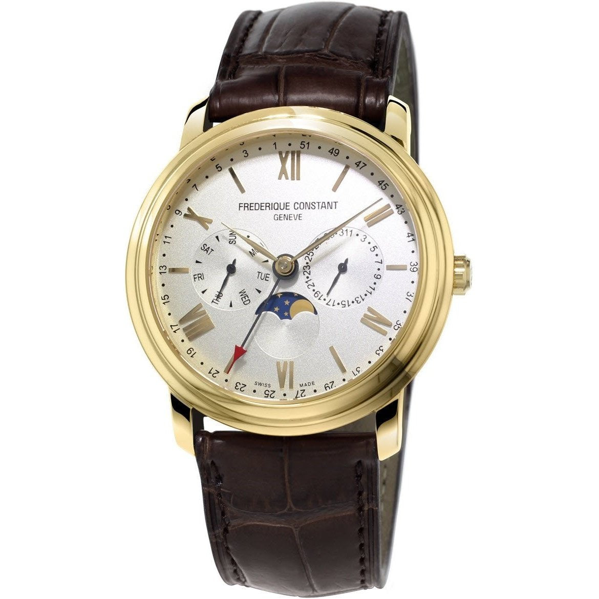 Frederique Constant Men's FC270SW4P5 Business Timer Brown Leather Watch
